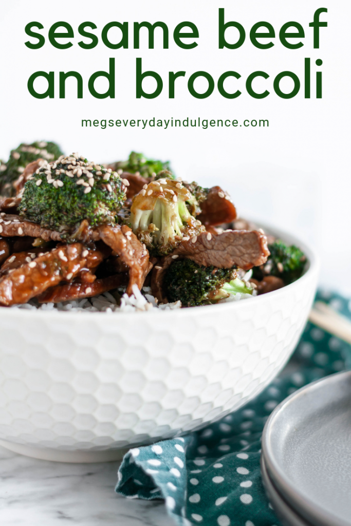 sesame beef and broccoli is a super simple fakeout takeout dinner. Done in less than 30 minutes making it perfect for weeknights.