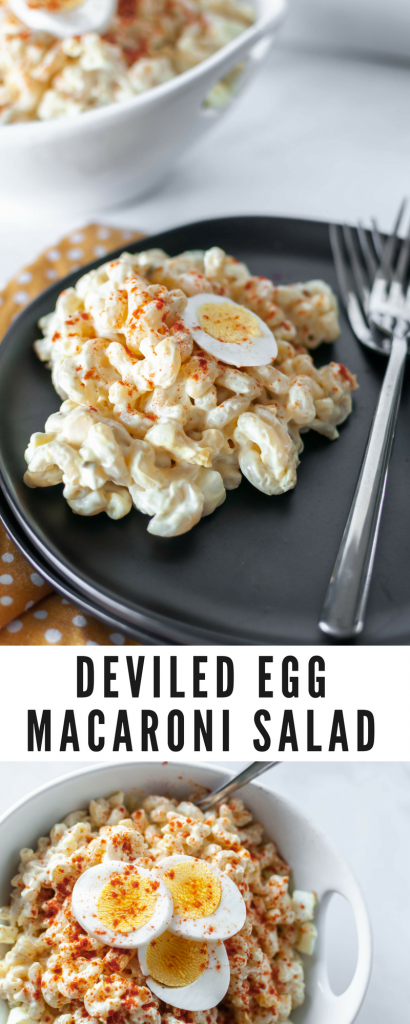 This Deviled Egg Macaroni Salad is perfect for all your summer gatherings. It’s creamy, loaded with hard-boiled eggs and super easy to make.