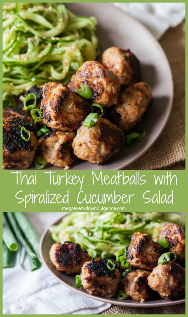 Thai Turkey Meatballs with Spiralized Cucumber Salad