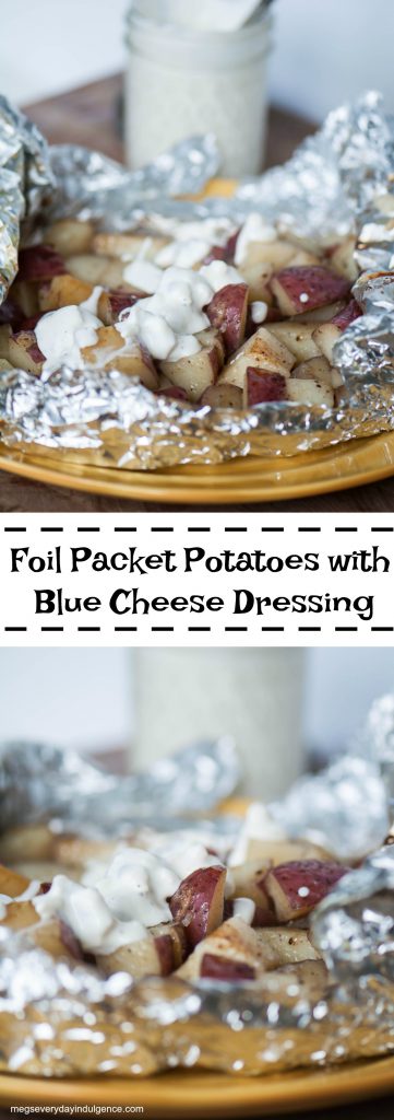 Put a fun spin on a simple side dish with these Foil Packet Potatoes with Blue Cheese Dressing. Minimal preparation and clean up make these a breeze.