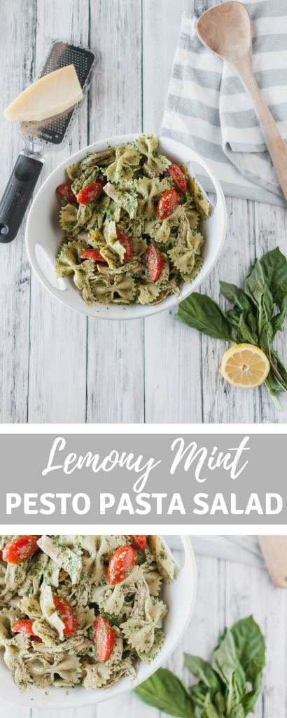 Lemony Mint Pesto Pasta Salad