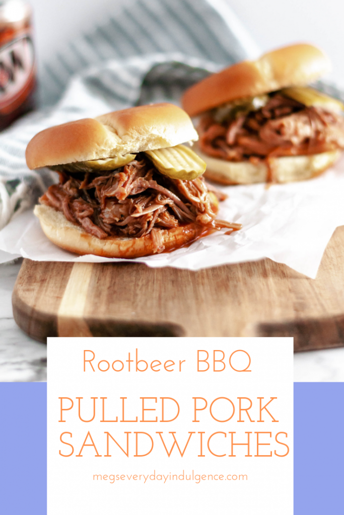 Rootbeer BBQ Pulled Pork Sandwiches are super simple to make in the slow cooker. Four ingredients & hours in the slow cooker to tender, saucy perfection.