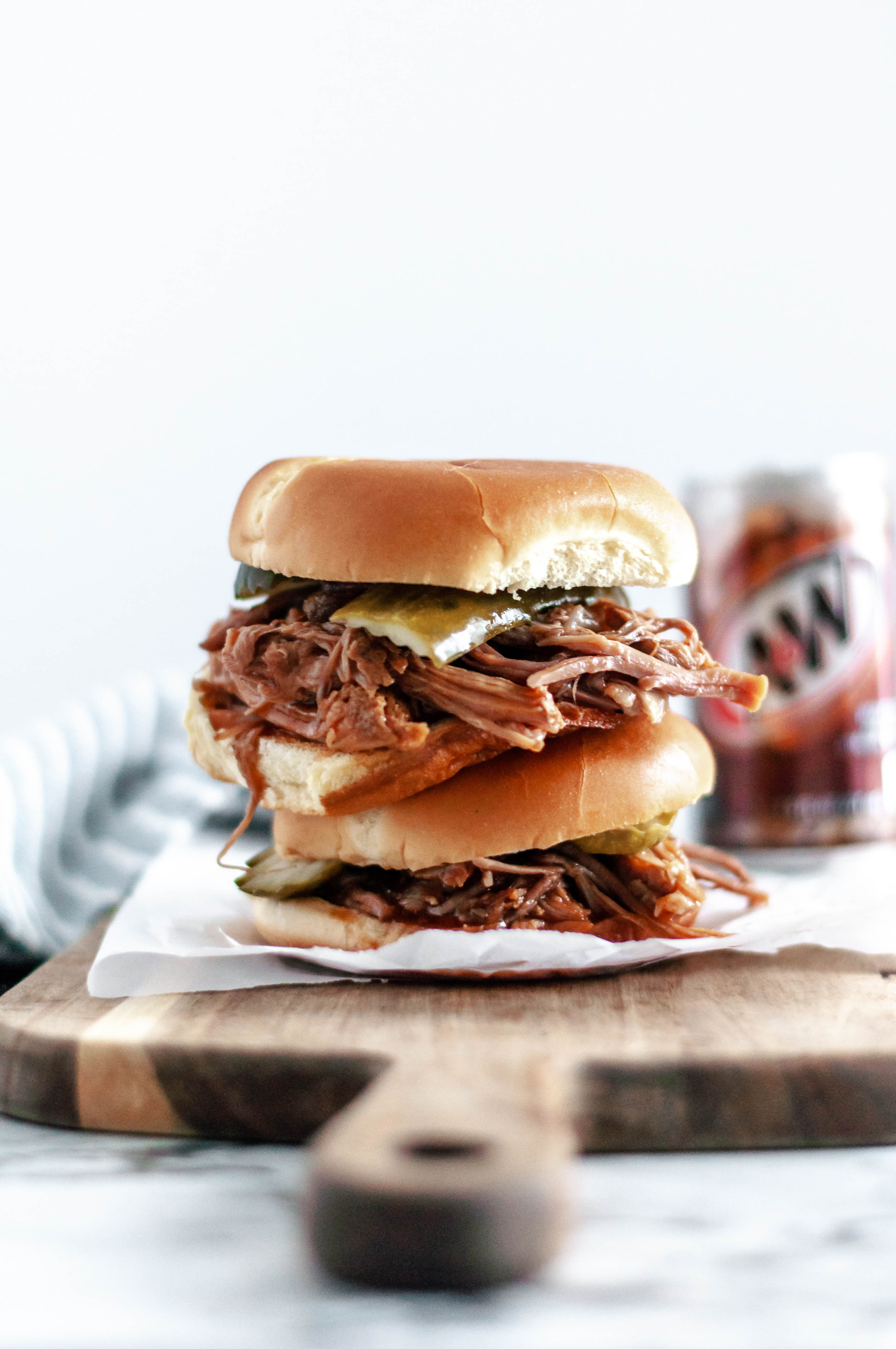 Slow Cooker Rootbeer BBQ Pulled Pork Sandwiches