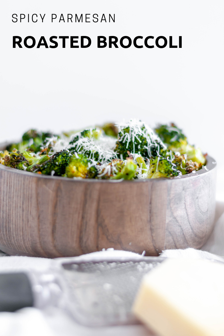 This Spicy Parmesan Roasted Broccoli is a great option for a weeknight side dish. Four simple ingredients are all you need to get this on the table.