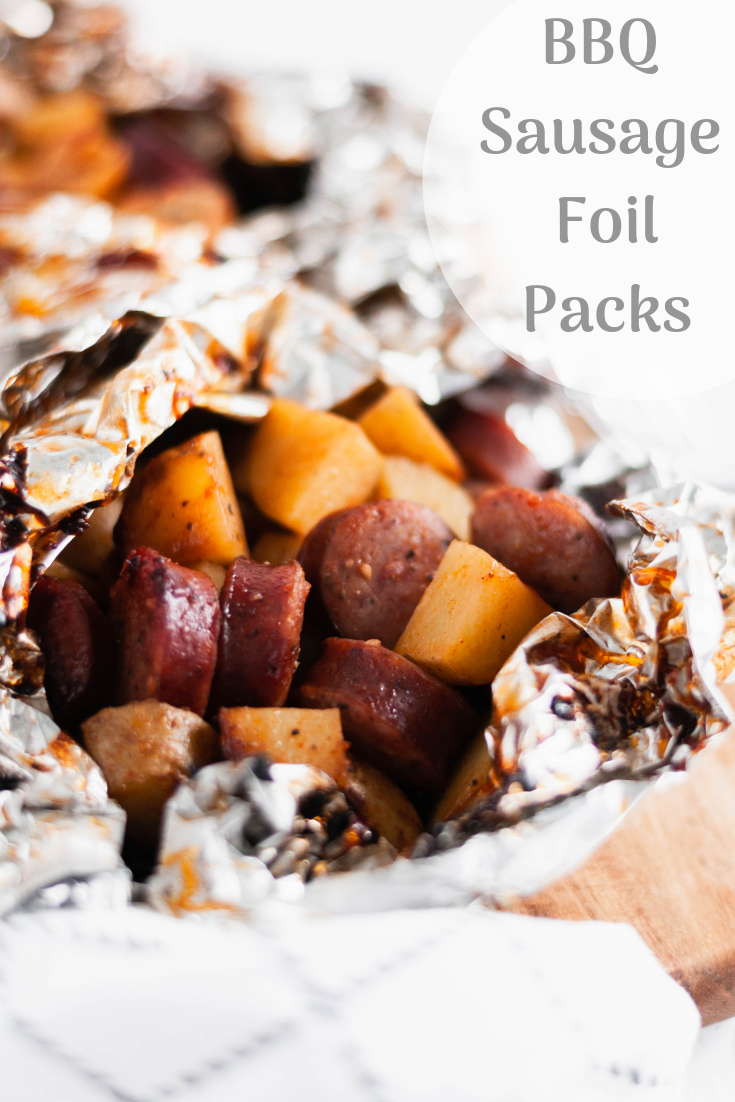 These BBQ Sausage Foil Packs come together in a snap and are done in 30 minutes making them perfect for busy weeknights. Sliced sausage, potatoes and BBQ.