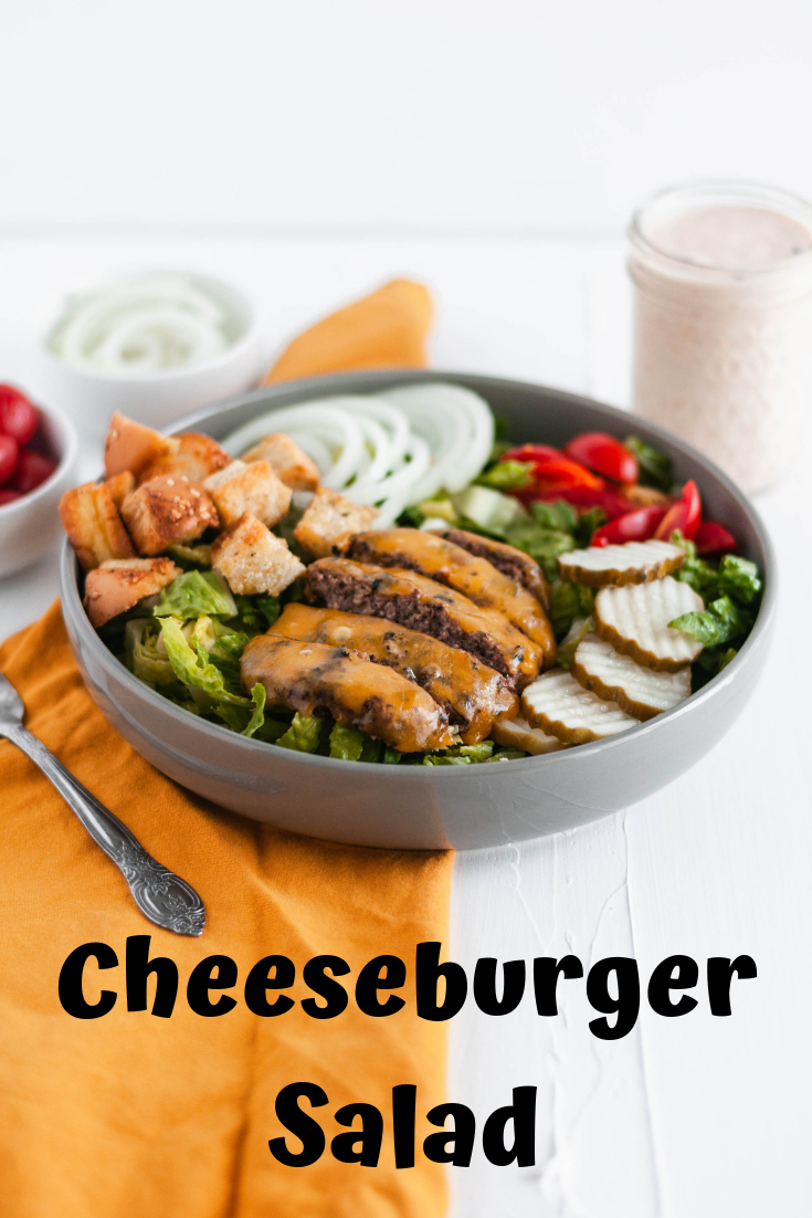 Lighten up your favorite summer main dish with this Cheeseburger Salad. All the delicious flavors from a cheeseburger atop a big bed of lettuce.