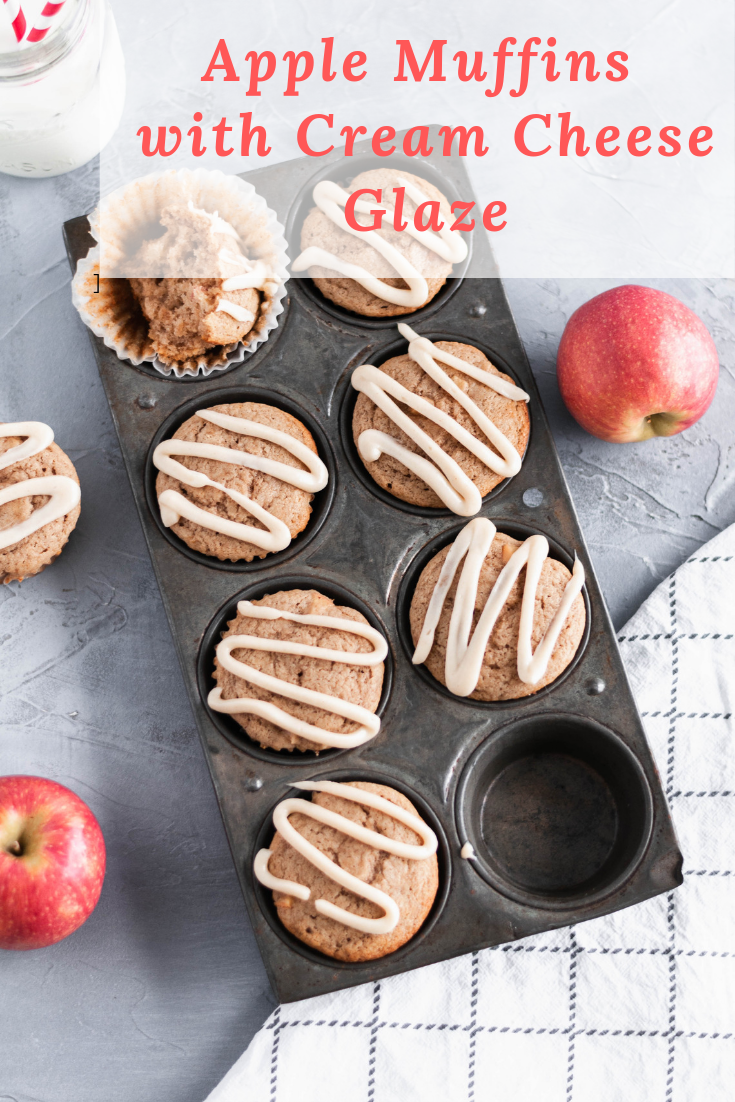 These apple muffins with cream cheese glaze are the perfect fall breakfast. Spice cake mix makes these simple to make and packed full of flavor. Grab your ingredients and get to baking.