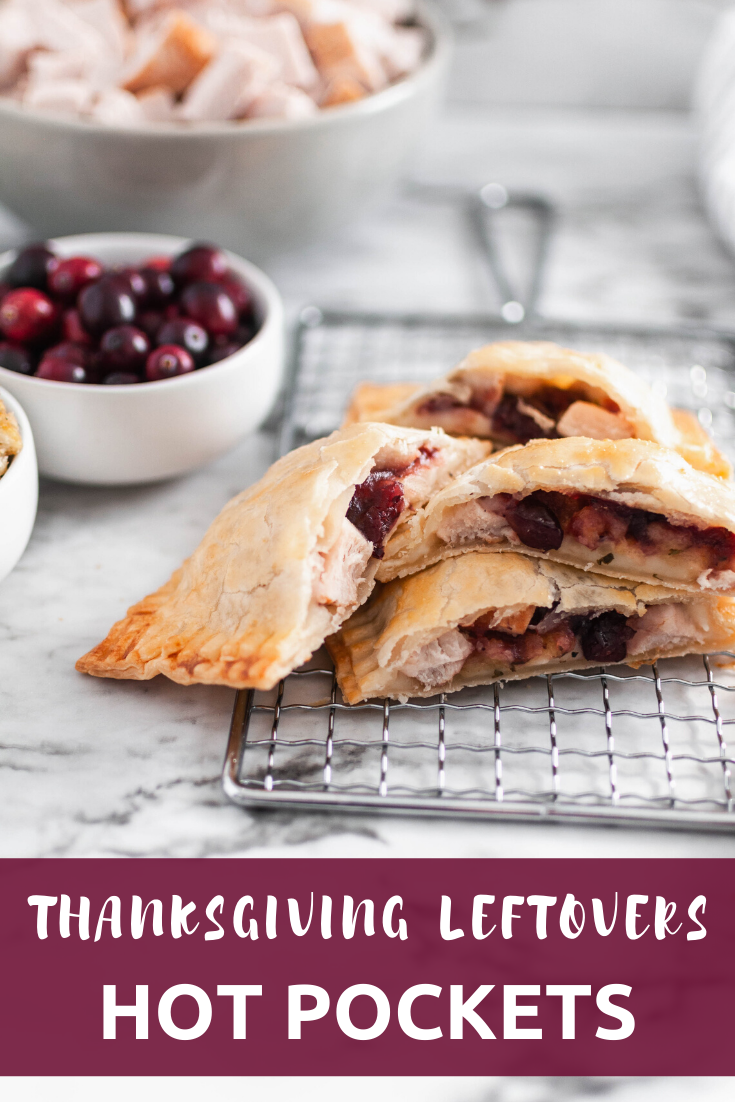 Repurpose your delicious Thanksgiving leftovers and make these Thanksgiving Leftovers Hot Pockets. I've teamed up with the National Turkey Federation to bring you a turkey-licious recipe that you'll love this fall and all year long. Mashed potatoes, stuffing, cranberry sauce and turkey cooked in flaky pie dough to golden perfection.