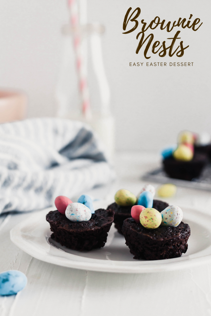 These cute little Brownie Nests are SO simple to make and super festive. Get the kids in the kitchen to help make this simple Easter dessert.