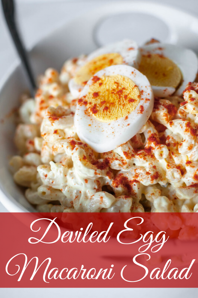 This Deviled Egg Macaroni Salad is perfect for all your summer gatherings. It’s creamy, loaded with hard-boiled eggs and super easy to make.