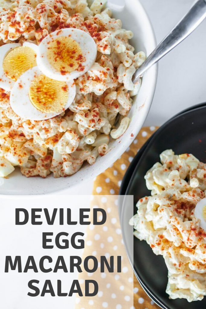 This Deviled Egg Macaroni Salad is perfect for all your summer gatherings. It’s creamy, loaded with hard-boiled eggs and super easy to make.