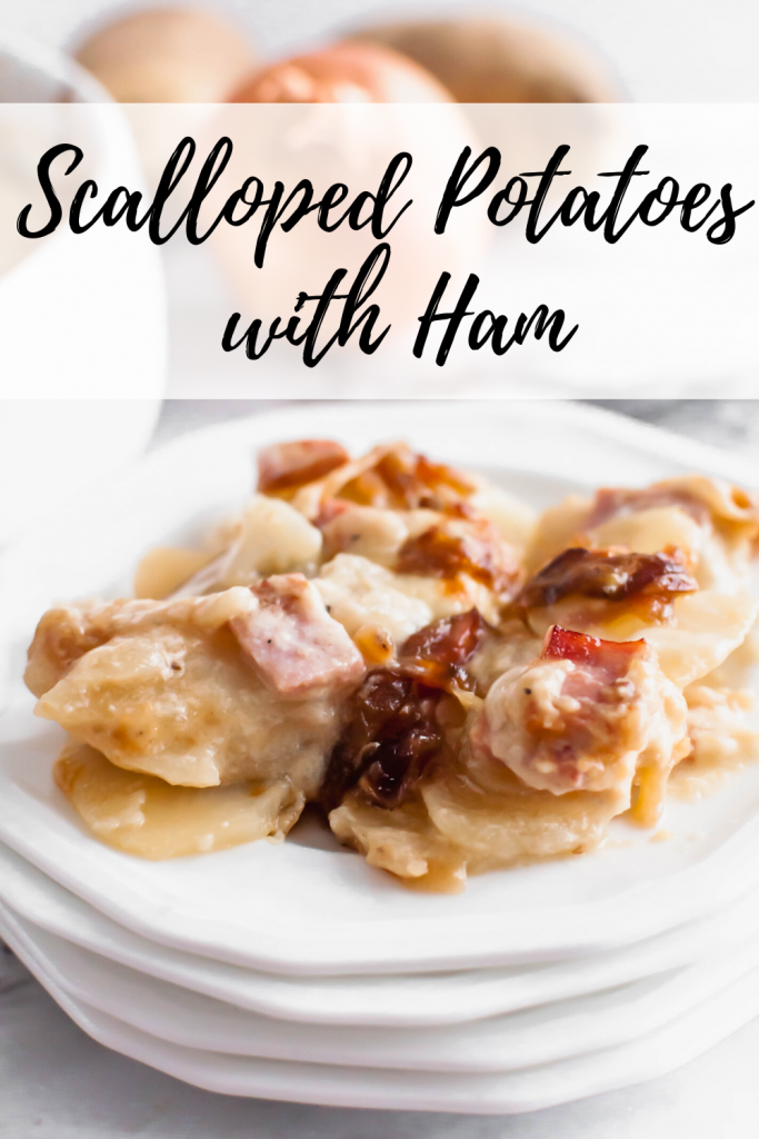 These Scalloped Potatoes with Ham are the perfect side dish for Easter or after to use up your leftover ham. The addition of caramelized onions add amazing flavor.