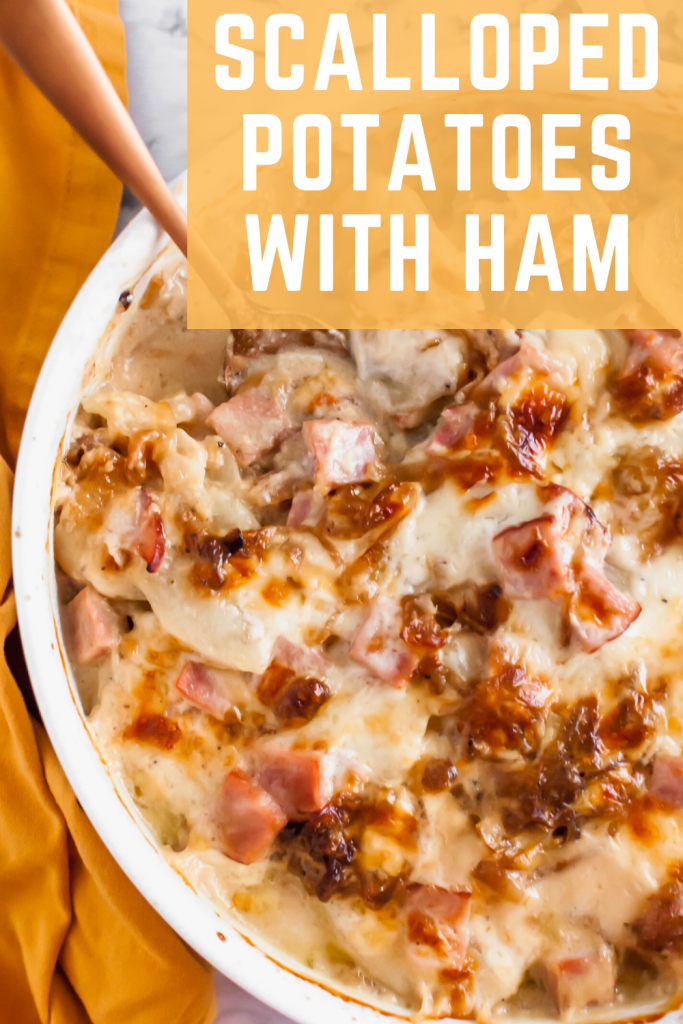 These Scalloped Potatoes with Ham are the perfect side dish for Easter or after to use up your leftover ham. The addition of caramelized onions add amazing flavor.