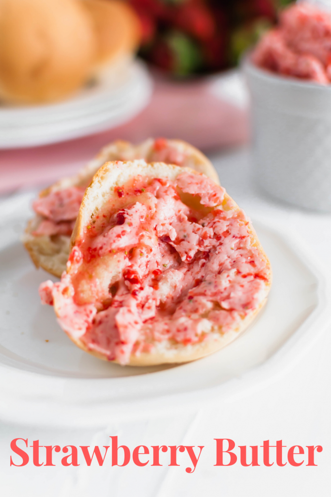 Whip up this sweet and simple strawberry butter for your homemade rolls, biscuits, toast and more. All you need is 3 simple ingredients and a few minutes.