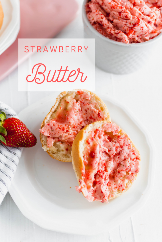 Whip up this sweet and simple strawberry butter for your homemade rolls, biscuits, toast and more. All you need is 3 simple ingredients and a few minutes.
