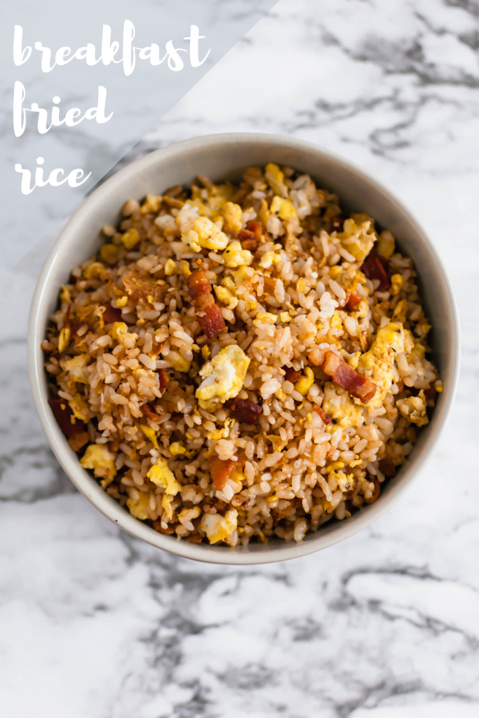 Another savory breakfast for you coming in hot. This Breakfast Fried Rice is packed with scrambled eggs and lots of crispy bacon. A glorious way to start your day.