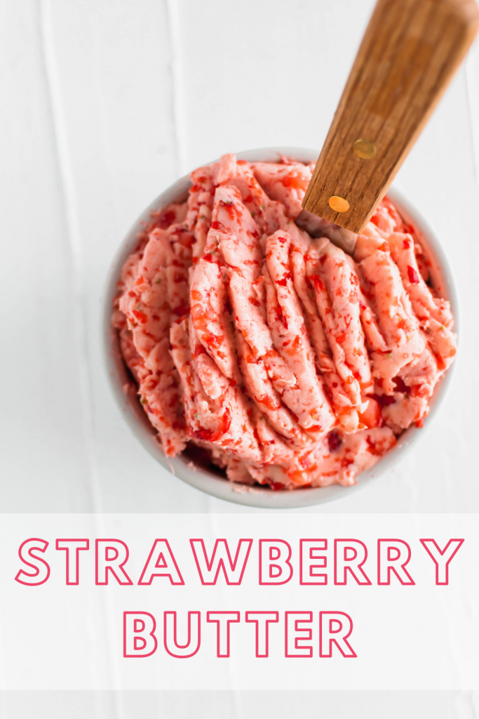 Whip up this sweet and simple strawberry butter for your homemade rolls, biscuits, toast and more. All you need is 3 simple ingredients and a few minutes.