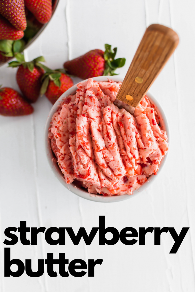 Whip up this sweet and simple strawberry butter for your homemade rolls, biscuits, toast and more. All you need is 3 simple ingredients and a few minutes.