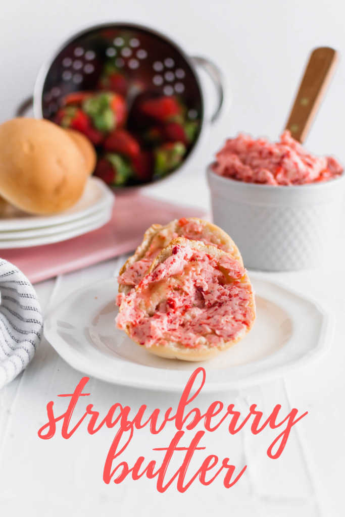 Whip up this sweet and simple strawberry butter for your homemade rolls, biscuits, toast and more. All you need is 3 simple ingredients and a few minutes.