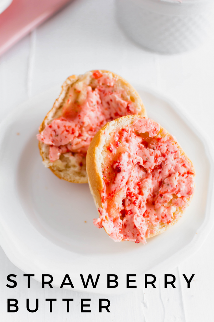 Whip up this sweet and simple strawberry butter for your homemade rolls, biscuits, toast and more. All you need is 3 simple ingredients and a few minutes.