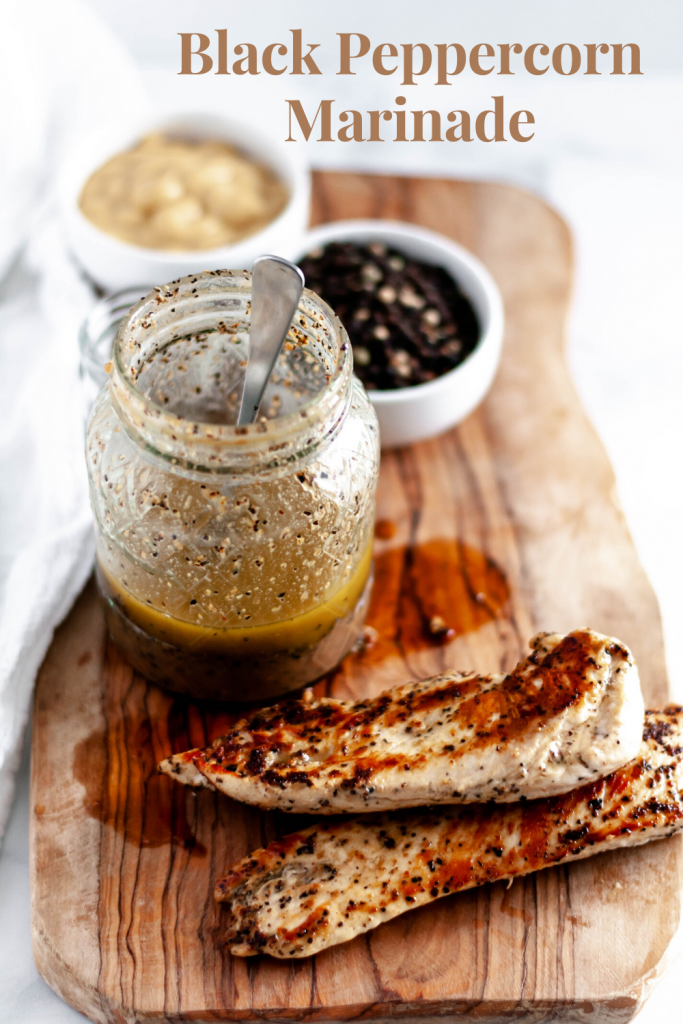 This super simple black peppercorn marinade will bring all the flavor to your chicken, beef, pork and veggies. Keep it on hand all summer long.