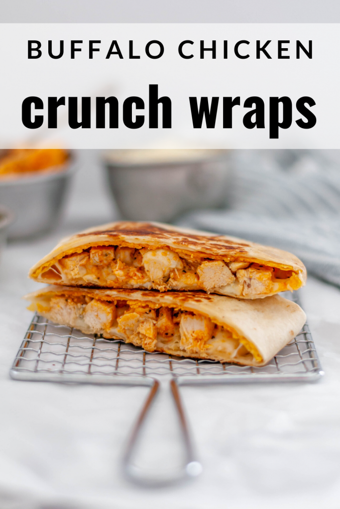 Meet your new favorite craving, Buffalo Chicken Crunch Wraps. Spicy buffalo chicken, mozzarella cheese, blue cheese and a crunchy tostada all wrapped up in a large flour tortilla and cooked to crispy, melted perfection.