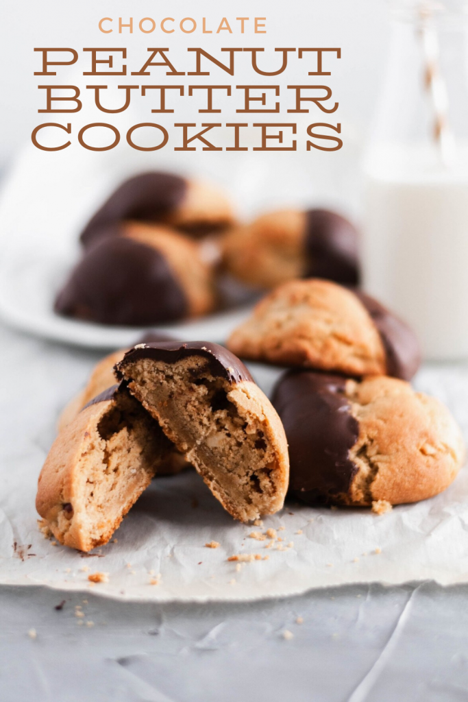 These giant Chocolate Peanut Butter Cookies are perfect for your Christmas cookie baking or any day of the week. Rich, chewy peanut butter cookies dipped in melted chocolate make the perfect sweet treat.