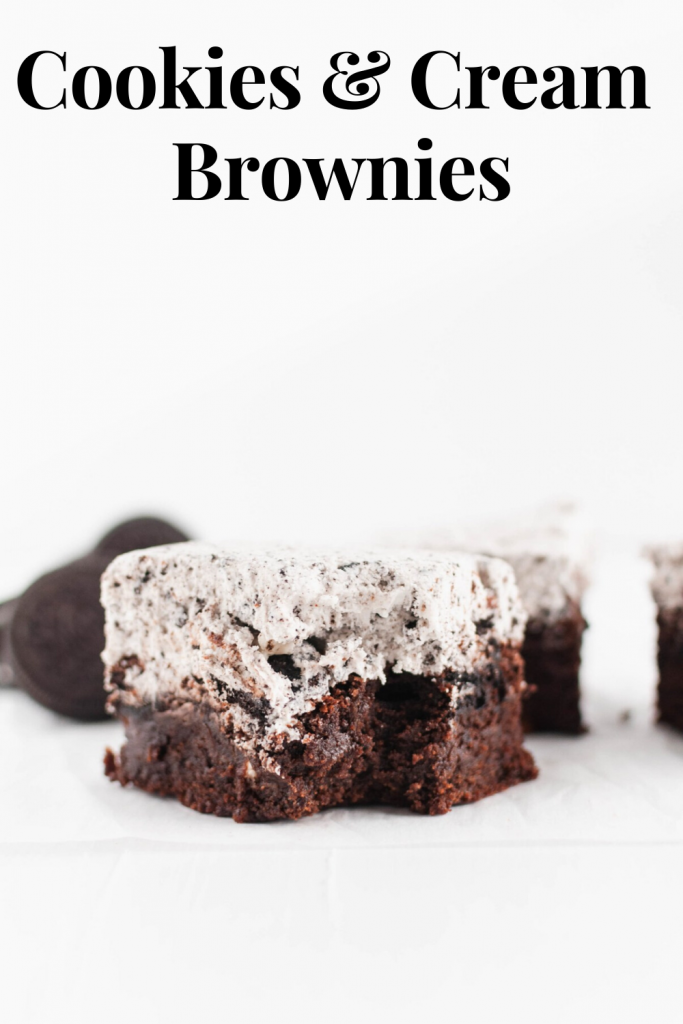 These dense, rich Cookies and Cream Brownies are the ultimate chocolate dessert. Thick, cookie studded brownies with cookies and cream buttercream.