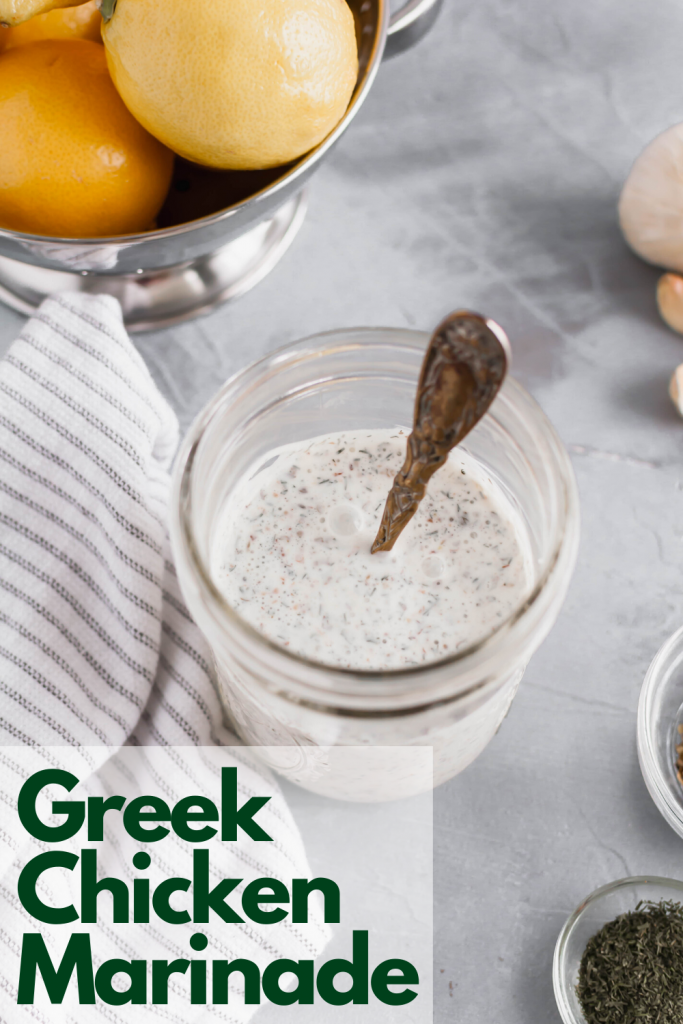 Whip up a batch of Greek Chicken Marinade in minutes for the most flavorful chicken on the grill. Packed with lemon, dill, oregano and garlic.