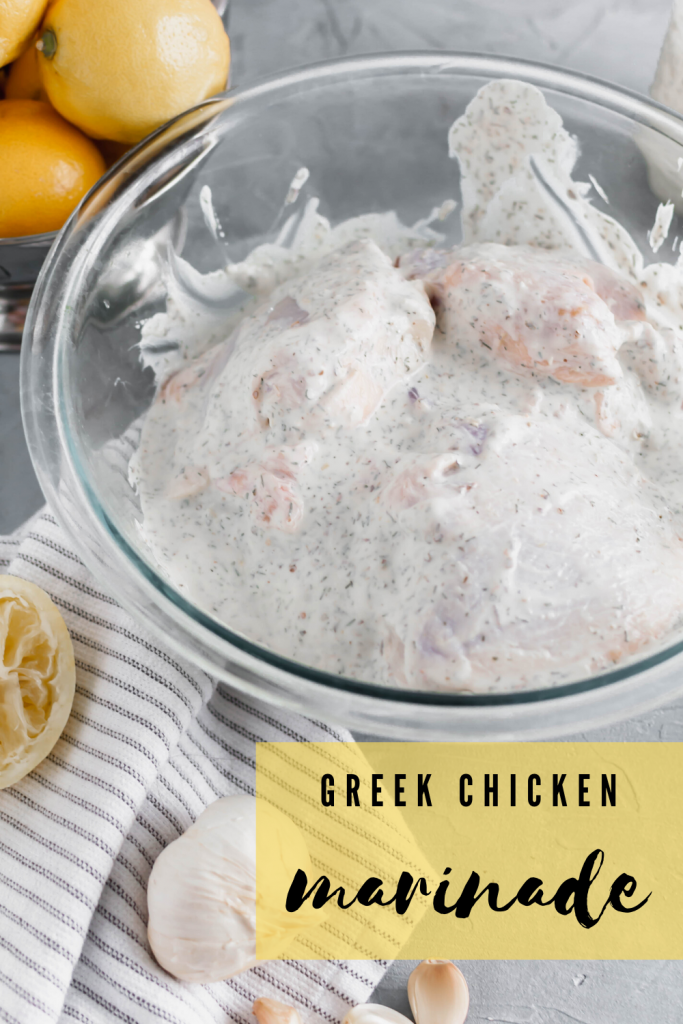 Whip up a batch of Greek Chicken Marinade in minutes for the most flavorful chicken on the grill. Packed with lemon, dill, oregano and garlic.
