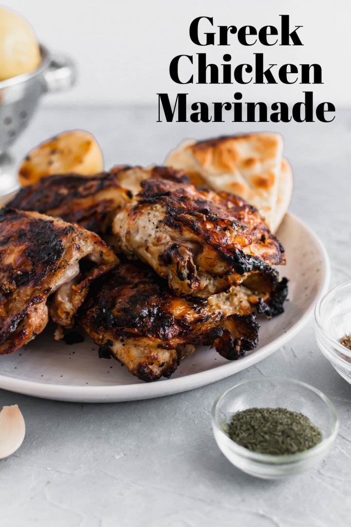 Whip up a batch of Greek Chicken Marinade in minutes for the most flavorful chicken on the grill. Packed with lemon, dill, oregano and garlic.