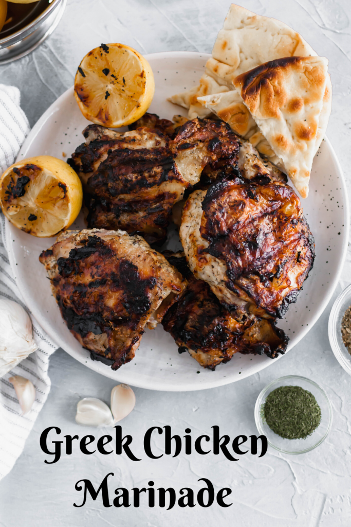 Whip up a batch of Greek Chicken Marinade in minutes for the most flavorful chicken on the grill. Packed with lemon, dill, oregano and garlic.