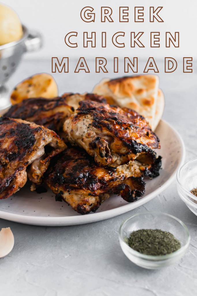 Whip up a batch of Greek Chicken Marinade in minutes for the most flavorful chicken on the grill. Packed with lemon, dill, oregano and garlic.