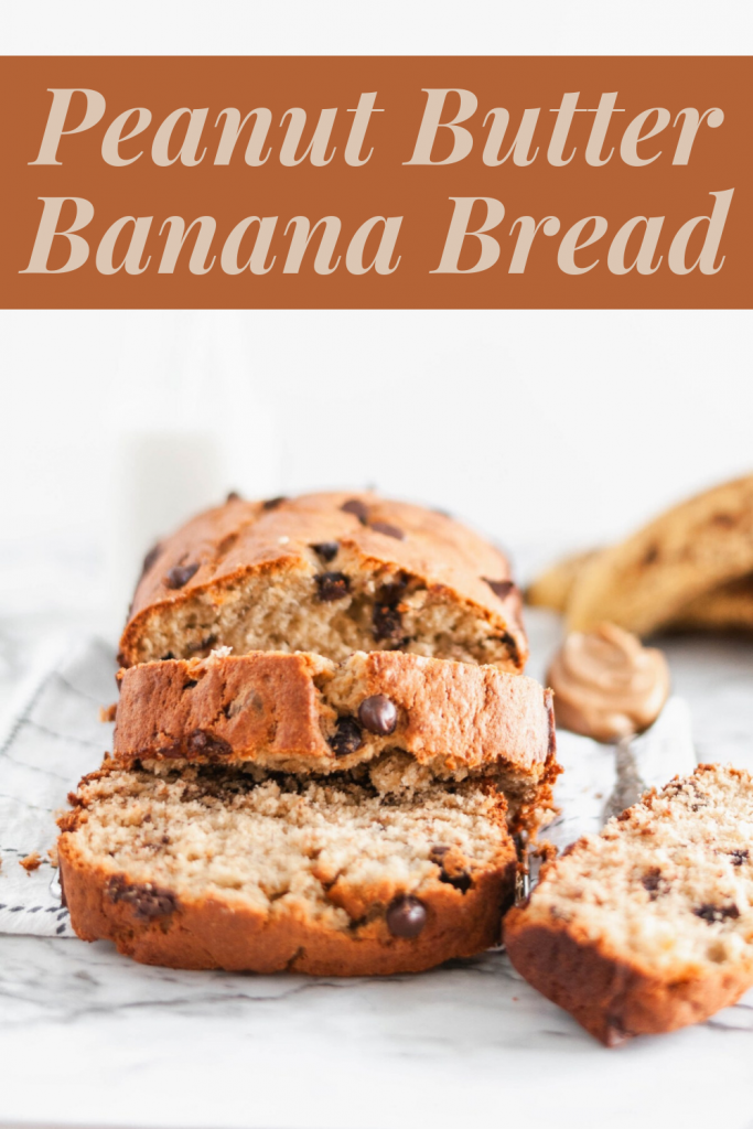 Rich Peanut Butter Banana Bread is perfect way to use up those bananas hanging out on your counter. The ultimate comfort food. Dotted with gooey chocolate chips, it is totally irresistible.