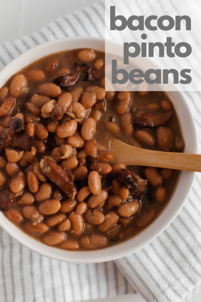 If you love Chipotle’s pinto beans, look no further because now you can make them at home. Dried pinto beans cook all day in the slow cooker with bacon, onion and garlic to make these flavorful Bacon Pinto Beans. Perfect for rice bowls, nacho night or even on their own.