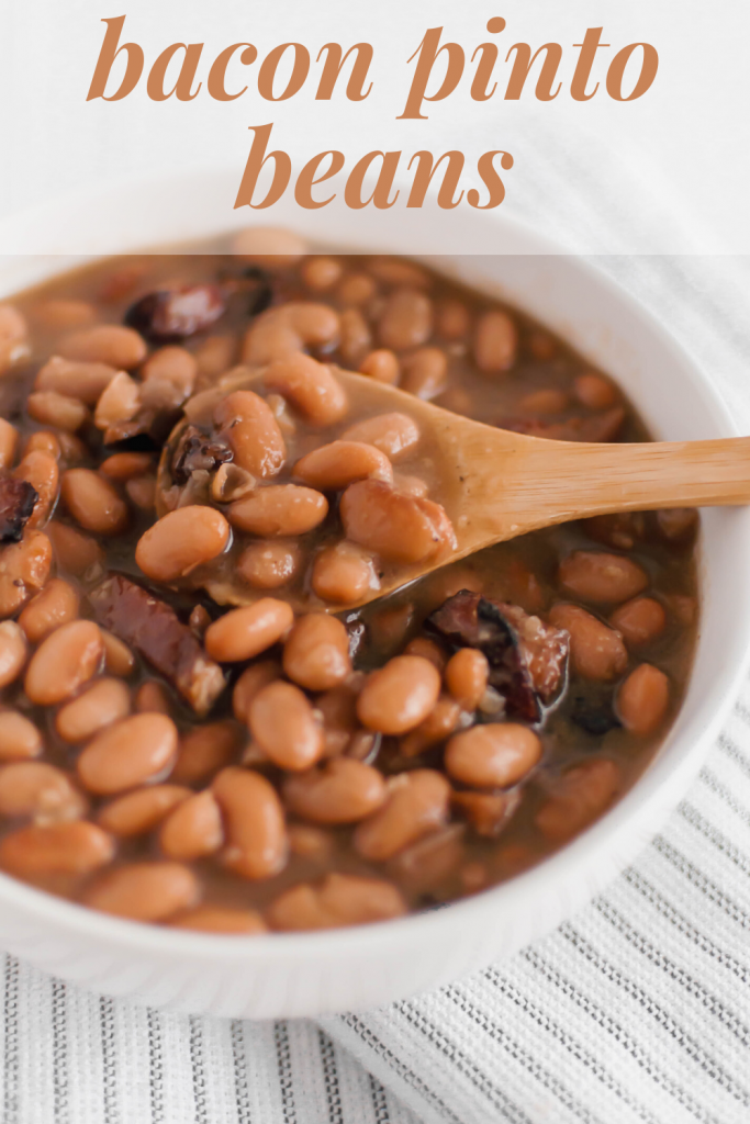 If you love Chipotle’s pinto beans, look no further because now you can make them at home. Dried pinto beans cook all day in the slow cooker with bacon, onion and garlic to make these flavorful Bacon Pinto Beans. Perfect for rice bowls, nacho night or even on their own.