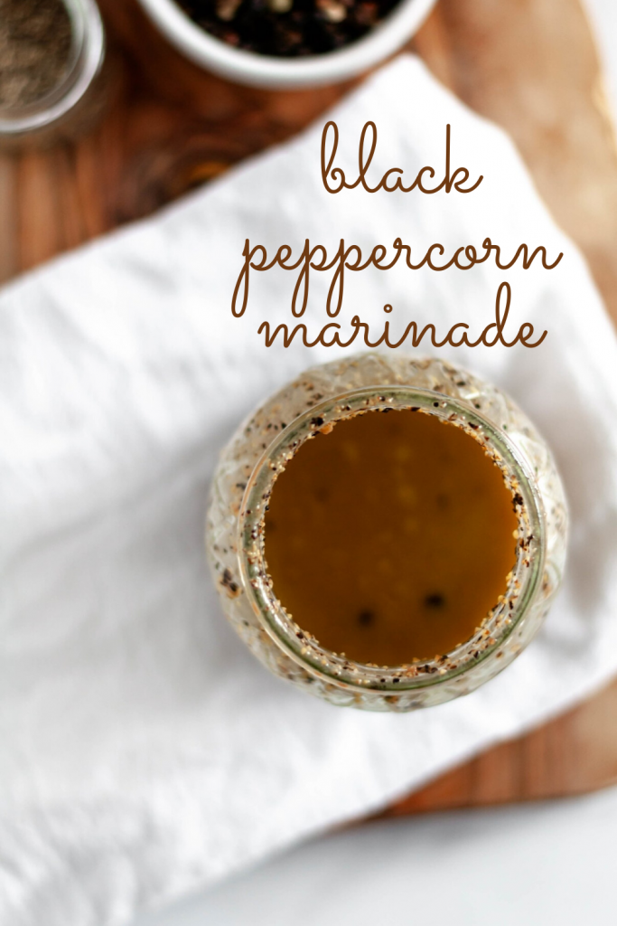 This super simple black peppercorn marinade will bring all the flavor to your chicken, beef, pork and veggies. Keep it on hand all summer long.