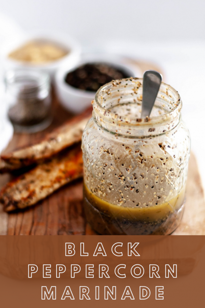 This super simple black peppercorn marinade will bring all the flavor to your chicken, beef, pork and veggies. Keep it on hand all summer long.