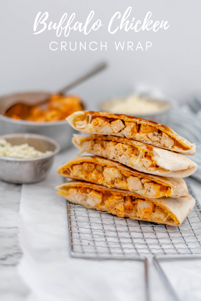 Meet your new favorite craving, Buffalo Chicken Crunch Wraps. Spicy buffalo chicken, mozzarella cheese, blue cheese and a crunchy tostada all wrapped up in a large flour tortilla and cooked to crispy, melted perfection.