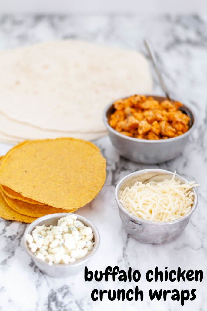 Meet your new favorite craving, Buffalo Chicken Crunch Wraps. Spicy buffalo chicken, mozzarella cheese, blue cheese and a crunchy tostada all wrapped up in a large flour tortilla and cooked to crispy, melted perfection.