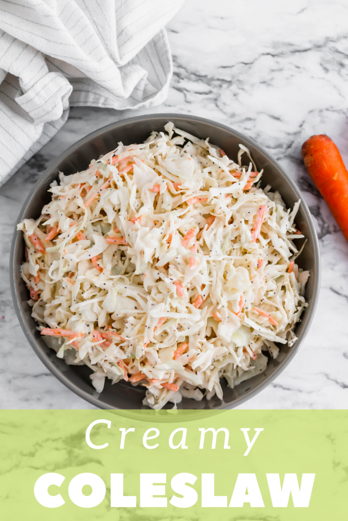 This Creamy Coleslaw is perfect for weeknights, holidays, potlucks and so much more. Made with coleslaw mix and pantry and refrigerator staples.