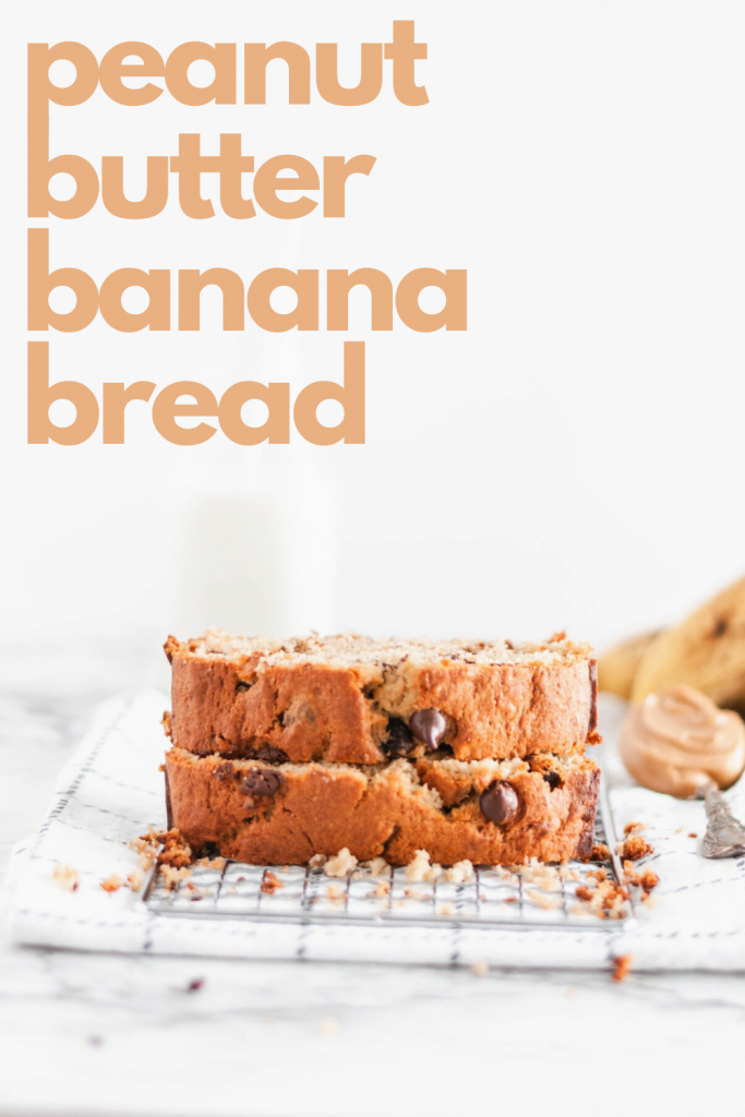 Rich Peanut Butter Banana Bread is perfect way to use up those bananas hanging out on your counter. The ultimate comfort food. Dotted with gooey chocolate chips, it is totally irresistible.