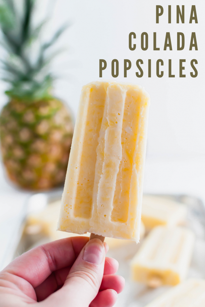 These Pina Colada Popsicles will be the treat of summer. Creamy coconut and sweet pineapple make a simple, delicious dessert that tastes just like the classic drink (without the booze).