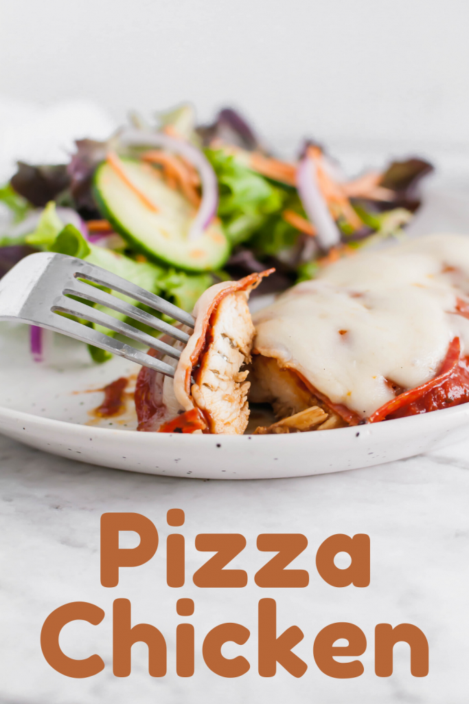 This Pizza Chicken is sure to be a new family favorite. Marinated chicken, grilled to perfection and topped with the best pizza toppings.