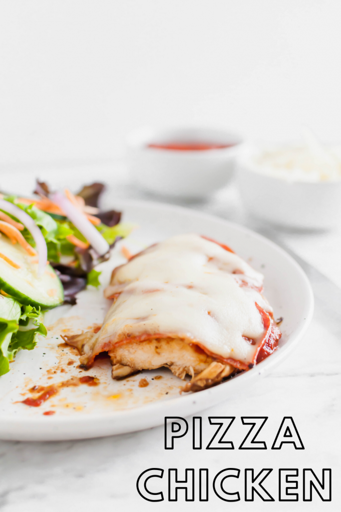 This Pizza Chicken is sure to be a new family favorite. Marinated chicken, grilled to perfection and topped with the best pizza toppings.