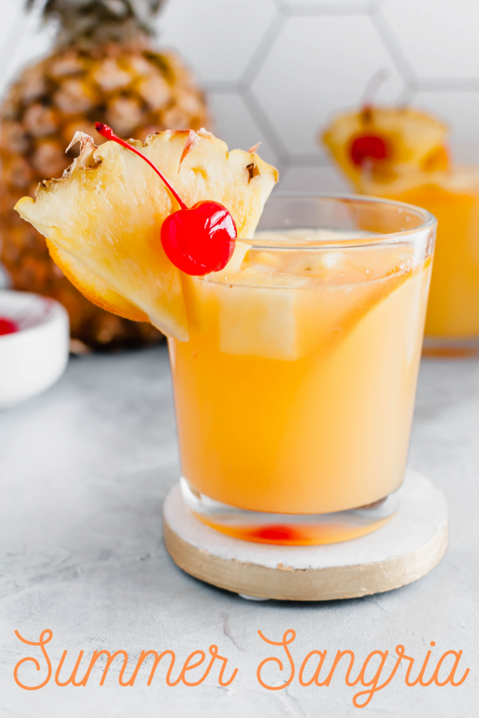 Warm weather calls for this refreshing, tropical Summer Sangria. Sweet moscato wine, tropical juices, coconut rum and delicious fruit meld together to create the tastiest summer drink.