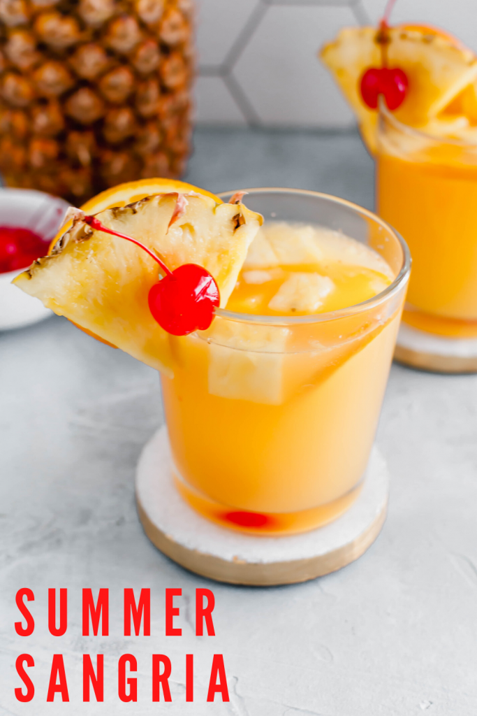 Warm weather calls for this refreshing, tropical Summer Sangria. Sweet moscato wine, tropical juices, coconut rum and delicious fruit meld together to create the tastiest summer drink.