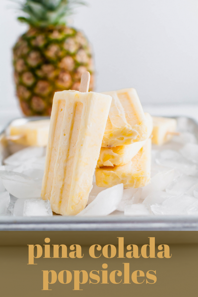 These Pina Colada Popsicles will be the treat of summer. Creamy coconut and sweet pineapple make a simple, delicious dessert that tastes just like the classic drink (without the booze).