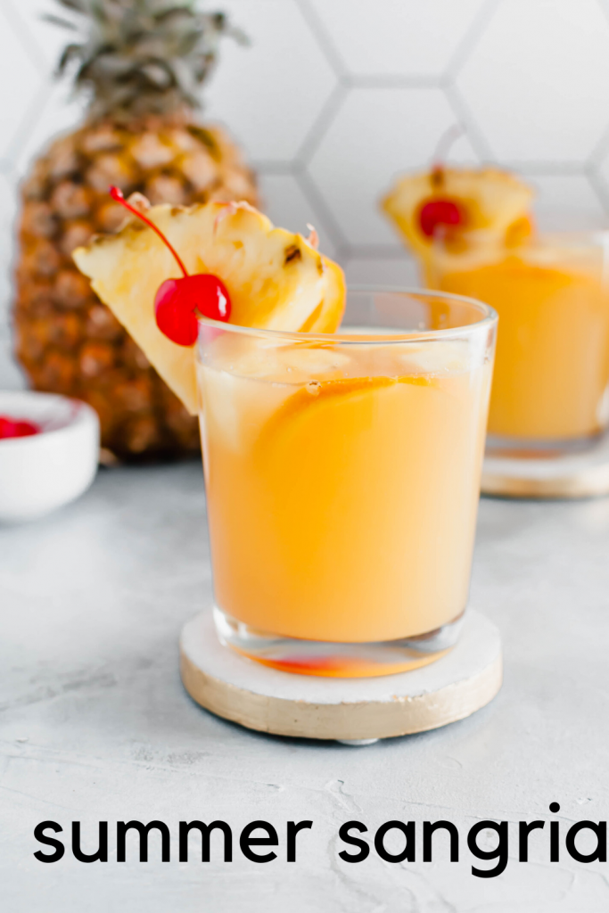 Warm weather calls for this refreshing, tropical Summer Sangria. Sweet moscato wine, tropical juices, coconut rum and delicious fruit meld together to create the tastiest summer drink.