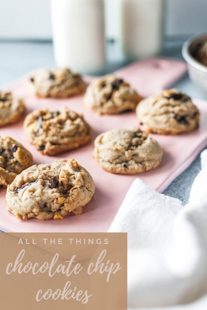 If you're looking for a sweet, salty, chewy, slightly crunchy dessert I've got you covered with these All the Things Chocolate Chip Cookies. They are packed with all kinds of goodies that will satisfy that sweet and salty craving.